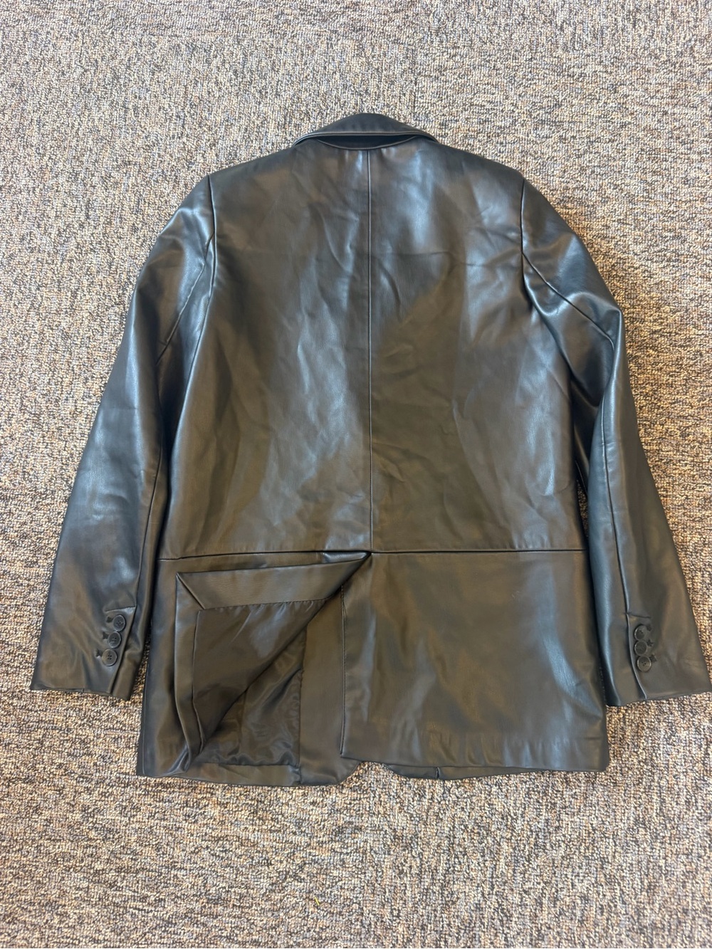 Zara Black Faux Leather Single-Button Blazer Women’s Size XS - Picture 2 of 10